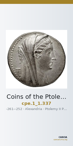 Coins of the Ptolemaic Empire Vol. I, Part 1, no. 337 — CANOA