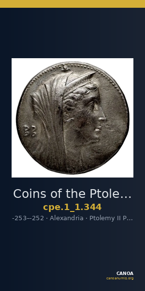 Coins of the Ptolemaic Empire Vol. I, Part 1, no. 344 — CANOA