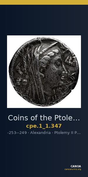 Coins of the Ptolemaic Empire Vol. I, Part 1, no. 347 — CANOA