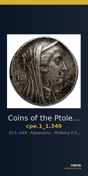 Coins of the Ptolemaic Empire Vol. I, Part 1, no. 349 — CANOA