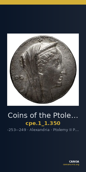 Coins of the Ptolemaic Empire Vol. I, Part 1, no. 350 — CANOA