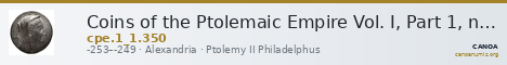 Coins of the Ptolemaic Empire Vol. I, Part 1, no. 350 — CANOA