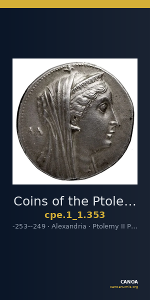 Coins of the Ptolemaic Empire Vol. I, Part 1, no. 353 — CANOA