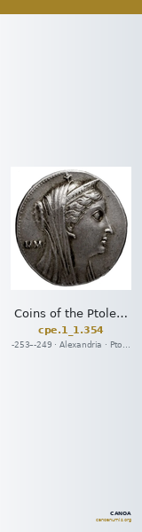 Coins of the Ptolemaic Empire Vol. I, Part 1, no. 354 — CANOA