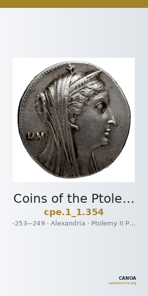 Coins of the Ptolemaic Empire Vol. I, Part 1, no. 354 — CANOA