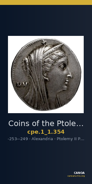 Coins of the Ptolemaic Empire Vol. I, Part 1, no. 354 — CANOA