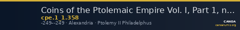 Coins of the Ptolemaic Empire Vol. I, Part 1, no. 358 — CANOA