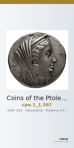 Coins of the Ptolemaic Empire Vol. I, Part 1, no. 367 — CANOA