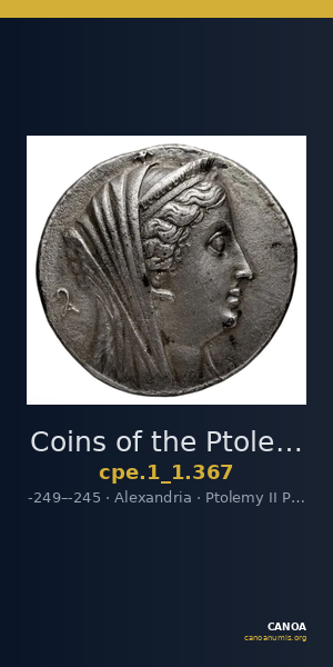 Coins of the Ptolemaic Empire Vol. I, Part 1, no. 367 — CANOA