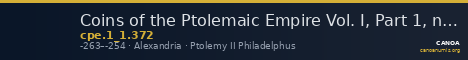 Coins of the Ptolemaic Empire Vol. I, Part 1, no. 372 — CANOA