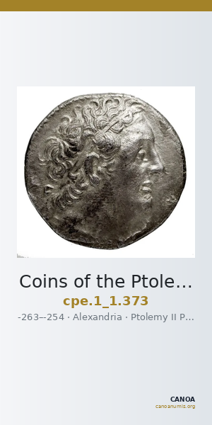 Coins of the Ptolemaic Empire Vol. I, Part 1, no. 373 — CANOA