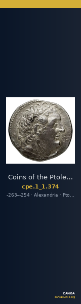 Coins of the Ptolemaic Empire Vol. I, Part 1, no. 374 — CANOA