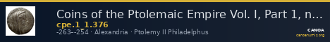 Coins of the Ptolemaic Empire Vol. I, Part 1, no. 376 — CANOA