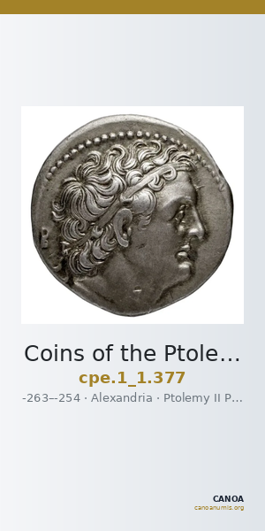 Coins of the Ptolemaic Empire Vol. I, Part 1, no. 377 — CANOA