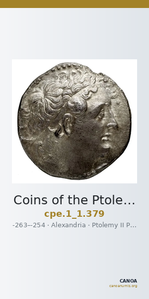 Coins of the Ptolemaic Empire Vol. I, Part 1, no. 379 — CANOA