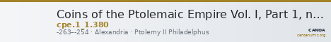 Coins of the Ptolemaic Empire Vol. I, Part 1, no. 380 — CANOA