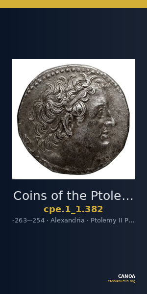 Coins of the Ptolemaic Empire Vol. I, Part 1, no. 382 — CANOA