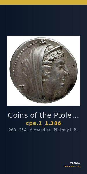 Coins of the Ptolemaic Empire Vol. I, Part 1, no. 386 — CANOA