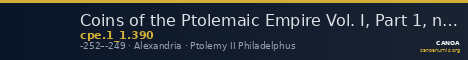Coins of the Ptolemaic Empire Vol. I, Part 1, no. 390 — CANOA