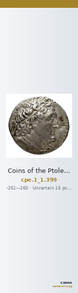 Coins of the Ptolemaic Empire Vol. I, Part 1, no. 399 — CANOA