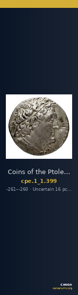 Coins of the Ptolemaic Empire Vol. I, Part 1, no. 399 — CANOA
