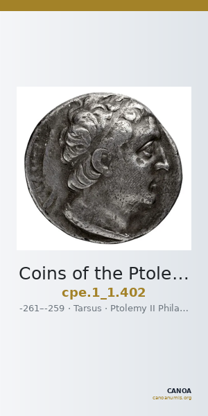 Coins of the Ptolemaic Empire Vol. I, Part 1, no. 402 — CANOA