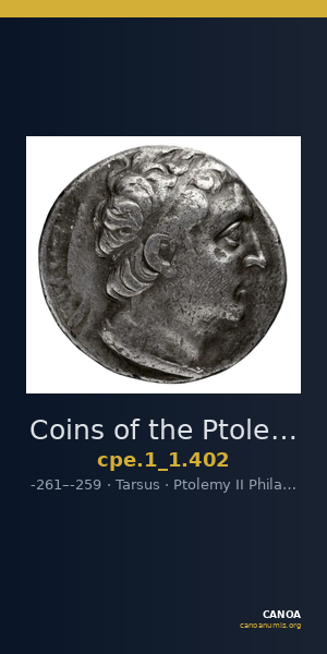 Coins of the Ptolemaic Empire Vol. I, Part 1, no. 402 — CANOA
