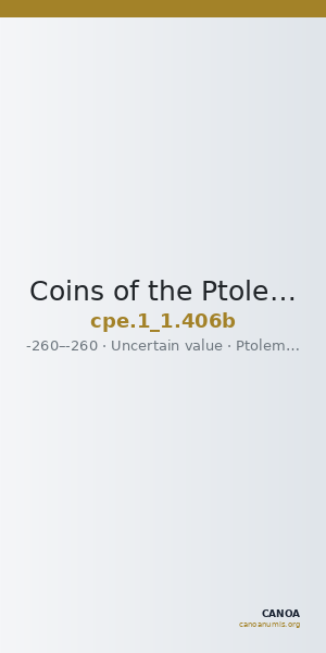 Coins of the Ptolemaic Empire Vol. I, Part 1, no. 406b — CANOA