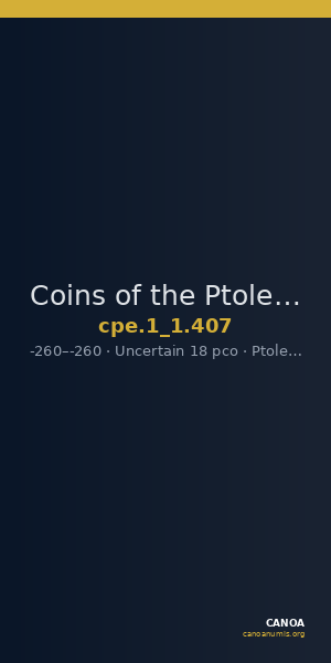 Coins of the Ptolemaic Empire Vol. I, Part 1, no. 407 — CANOA