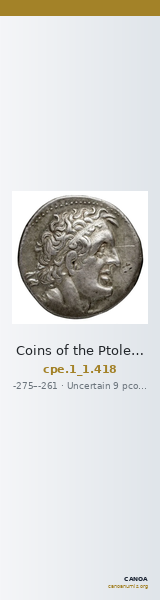 Coins of the Ptolemaic Empire Vol. I, Part 1, no. 418 — CANOA