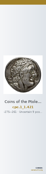 Coins of the Ptolemaic Empire Vol. I, Part 1, no. 421 — CANOA