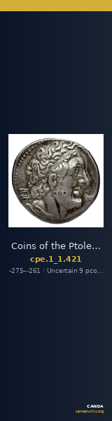 Coins of the Ptolemaic Empire Vol. I, Part 1, no. 421 — CANOA