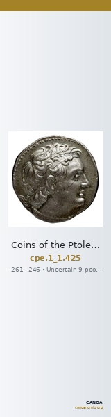Coins of the Ptolemaic Empire Vol. I, Part 1, no. 425 — CANOA