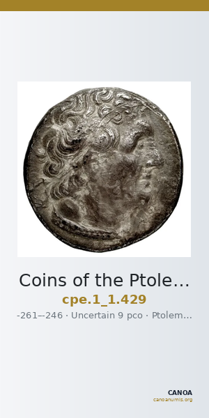 Coins of the Ptolemaic Empire Vol. I, Part 1, no. 429 — CANOA