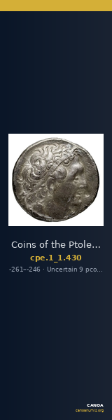 Coins of the Ptolemaic Empire Vol. I, Part 1, no. 430 — CANOA