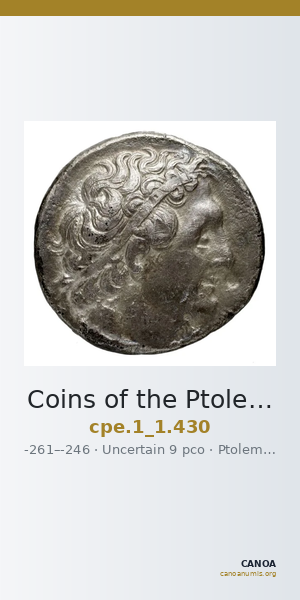 Coins of the Ptolemaic Empire Vol. I, Part 1, no. 430 — CANOA