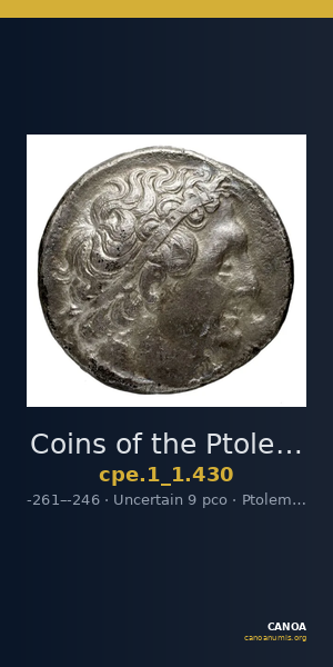 Coins of the Ptolemaic Empire Vol. I, Part 1, no. 430 — CANOA