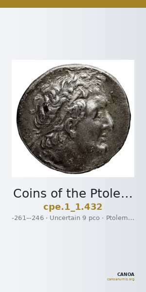Coins of the Ptolemaic Empire Vol. I, Part 1, no. 432 — CANOA