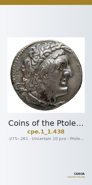 Coins of the Ptolemaic Empire Vol. I, Part 1, no. 438 — CANOA
