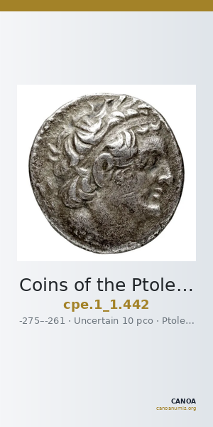 Coins of the Ptolemaic Empire Vol. I, Part 1, no. 442 — CANOA