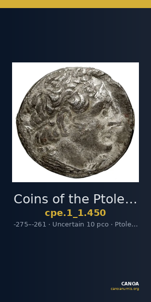 Coins of the Ptolemaic Empire Vol. I, Part 1, no. 450 — CANOA