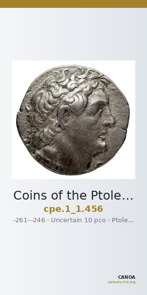 Coins of the Ptolemaic Empire Vol. I, Part 1, no. 456 — CANOA