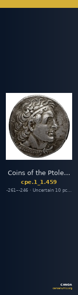 Coins of the Ptolemaic Empire Vol. I, Part 1, no. 459 — CANOA