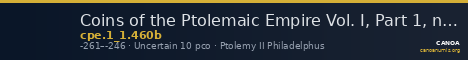 Coins of the Ptolemaic Empire Vol. I, Part 1, no. 460b — CANOA