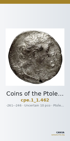 Coins of the Ptolemaic Empire Vol. I, Part 1, no. 462 — CANOA