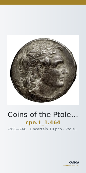 Coins of the Ptolemaic Empire Vol. I, Part 1, no. 464 — CANOA