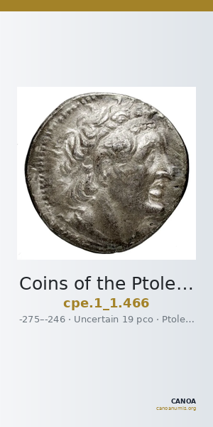 Coins of the Ptolemaic Empire Vol. I, Part 1, no. 466 — CANOA