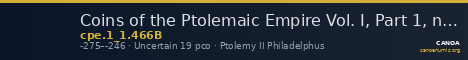 Coins of the Ptolemaic Empire Vol. I, Part 1, no. 466B — CANOA