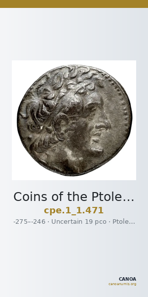 Coins of the Ptolemaic Empire Vol. I, Part 1, no. 471 — CANOA