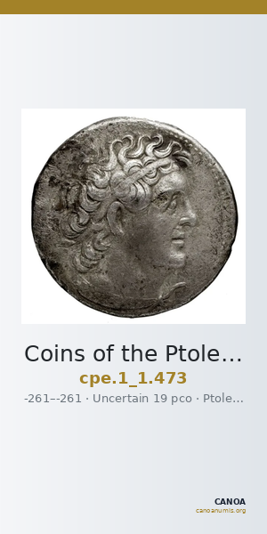Coins of the Ptolemaic Empire Vol. I, Part 1, no. 473 — CANOA